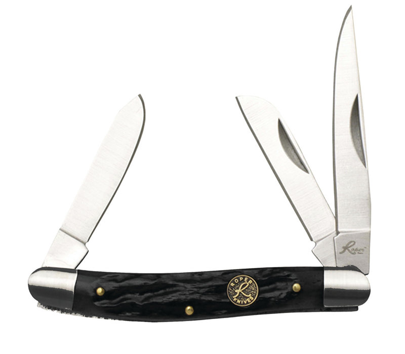 ABKT Roper Series Chaparral Stockman Black Jigged Bone, 1065 Carbon Steel