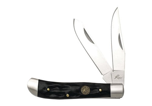 ABKT - American Buffalo Knife & Tool ABKT Chaparral Series Mini Trapper- Black Bone Handle, 1065 Carbon Steel Blade