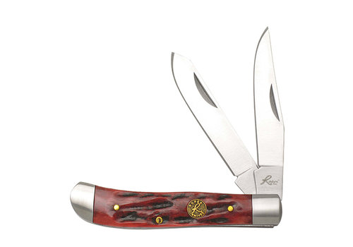 ABKT - American Buffalo Knife & Tool ABKT Roper Series Chaparral Mini Trapper Red Bone Handle, 1065 Carbon Steel