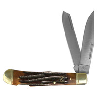 ABKT Roper Series  Double Action Lockback Trapper- Brown Jigged Bone,  1065 Carbon Steel