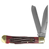 ABKT - American Buffalo Knife & Tool ABKT Roper Double Action Lockback Trapper Red Jigged Bone, 1065 Carbon Steel
