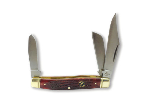 ABKT - American Buffalo Knife & Tool ABKT Roper Series Stockman-1065 Carbon Steel, Tobacco Jigged Bone Handle