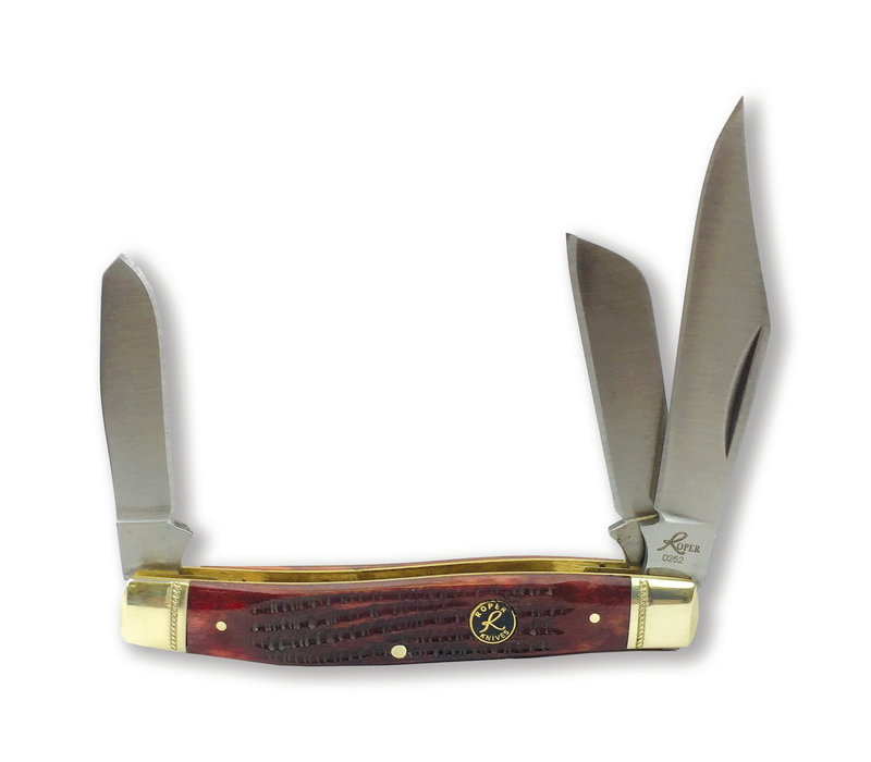 ABKT Roper Series Stockman-1065 Carbon Steel, Tobacco Jigged Bone Handle