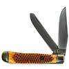 ABKT - American Buffalo Knife & Tool ABKT Roper Series Pit Viper Trapper 1065 Carbon , Pitted Bone Handle