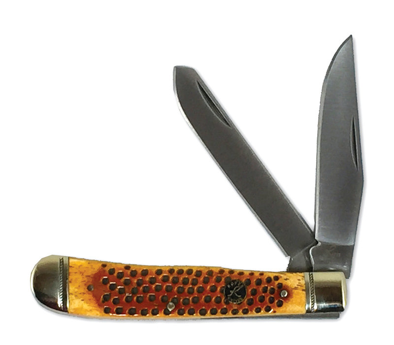 ABKT Roper Series Pit Viper Trapper 1065 Carbon , Pitted Bone Handle