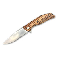 ABKT Roper Outlaw Linerlock Flipper D2 Steel, Zebrawood Handle