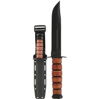 KA5017--Ka-Bar, USMC Fighting Knife w/  7" black epoxy powder coated carbon steel blade