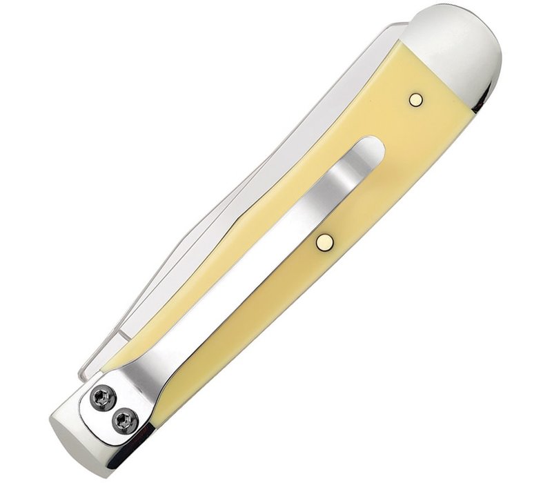 Case Cutlery Trapper with Pocket Clip, Carbon, Yellow Delrin Handle