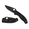 Spyderco Knives Spyderco, Tenacious Partially Serrated Black 8Cr13Mov, Black FRN