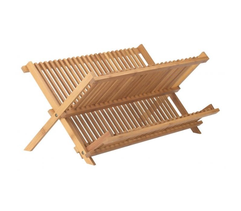 HIC Kitchen Bamboo Foldable Compact Dish Drying Rack