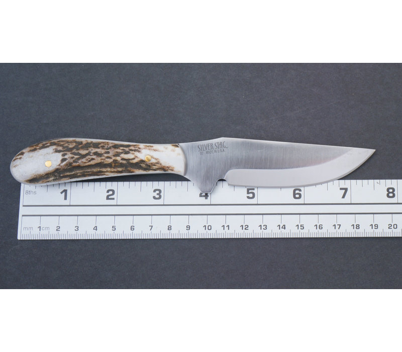 Silver Stag  Elk Skinner Slab Antler Handle, D2 Steel