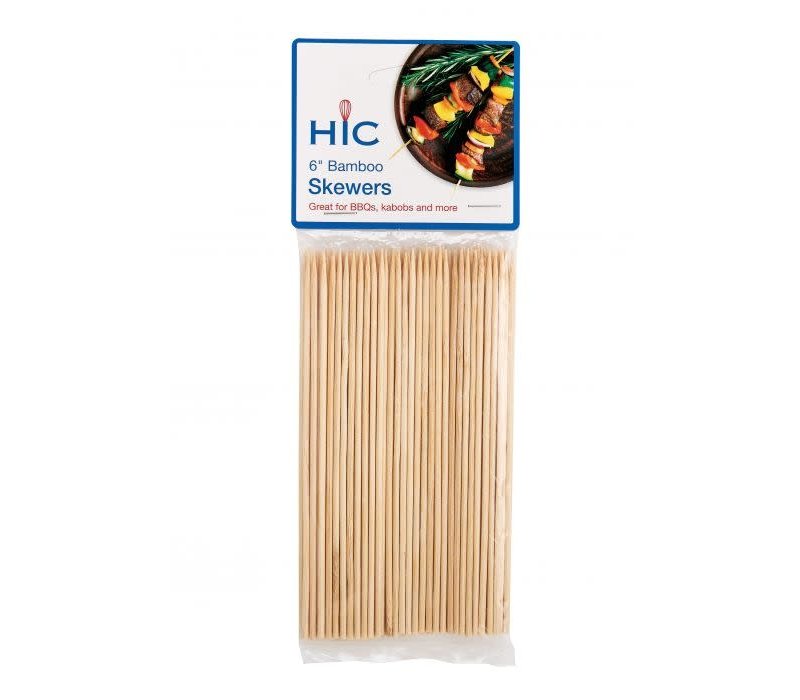 HIC 6" Bamboo Skewers Pack of 100