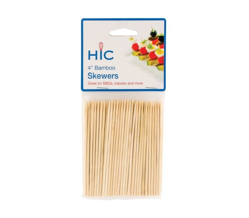 HIC Kitchen 4" Bamboo Skewer- Pack of 100