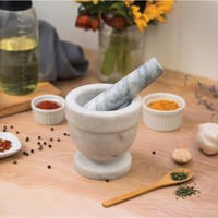 HIC Kitchen Mortar and Pestle Spice Herb Grinder- Marble