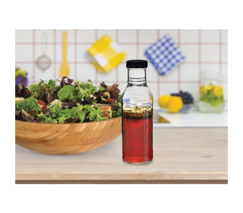 Kolder Salad Dressing Mixer Bottle for Light Recipes, Glass, 13-Ounce