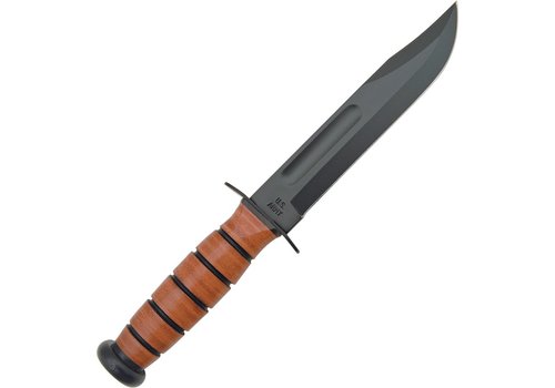 Ka-Bar Ka-Bar, US Army Fighting Knife, 1095 Carbon, Stacked Leather Handle, Black GRN belt sheath