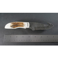 Silver Stag Gut Twist Damascus Steel, Slab Antler Handle