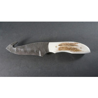 Silver Stag Gut Twist Damascus Steel, Slab Antler Handle