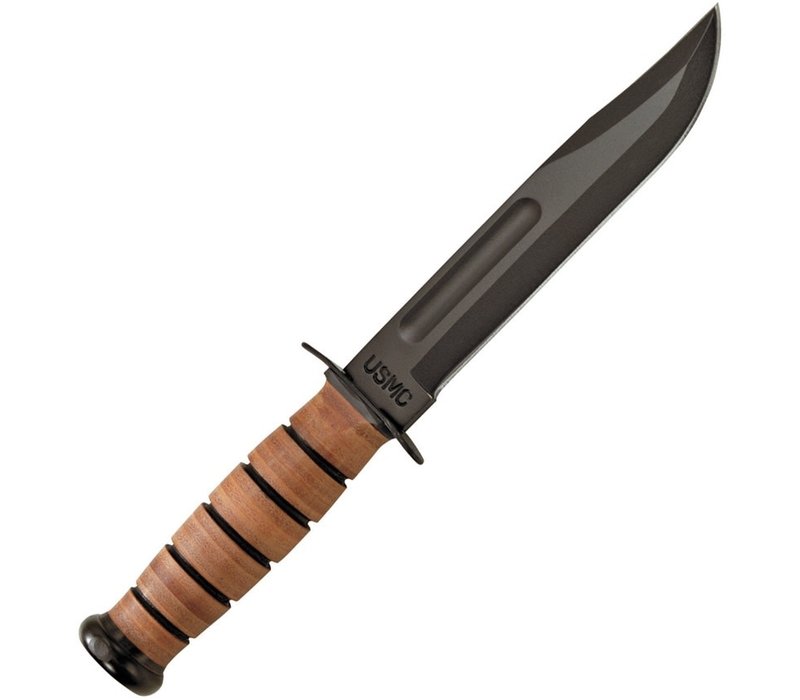 Ka-bar USMC Fighter, Carbon Steel & Leather Handle