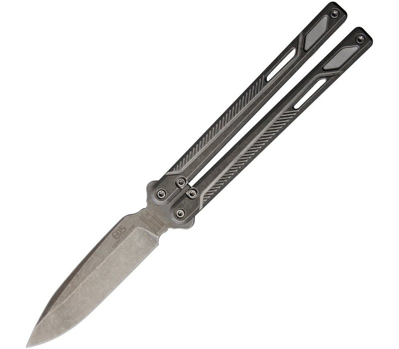 EOS, Serpent Butterfly Knife, CTS-XHP Stainless, Gray Titanium
