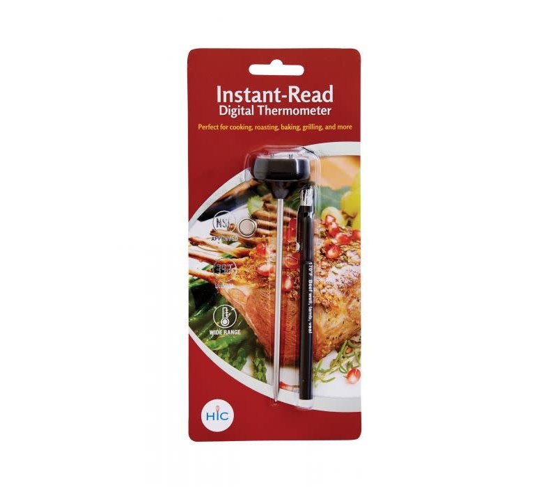 HIC Roasting Instant-Read Digital Meat Thermometer- Shatterproof LCD Display