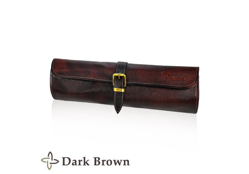 Boldric Boldric Leather One Buckle 8 Pocket Knife Roll- Dark Brown