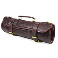 Boldric Leather 9 Pocket Knife Roll-  Brown