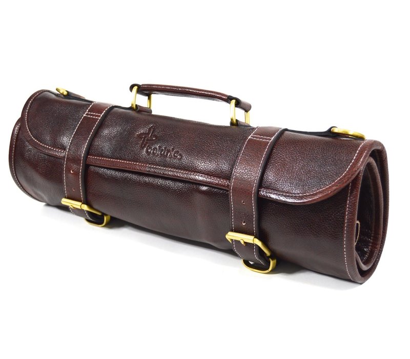 Boldric Leather 9 Pocket Knife Roll-  Brown