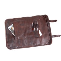Boldric Leather 9 Pocket Knife Roll-  Brown