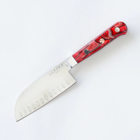 Lamson, Fire Series 5″ Premier Forged Santoku Knife with Kullenschliff (Granton) Edge