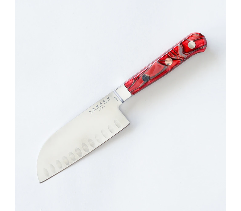Lamson, Fire Series 5″ Premier Forged Santoku Knife with Kullenschliff (Granton) Edge