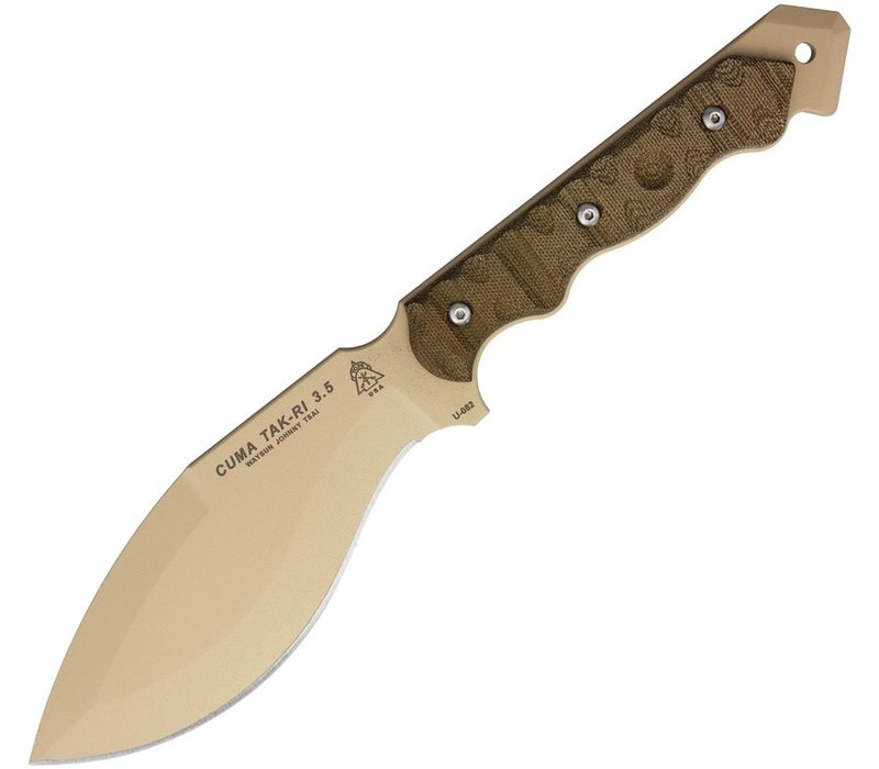 Tops Cuma Tak-RI- Green Canvas Micarta, 1095 Carbon Steel