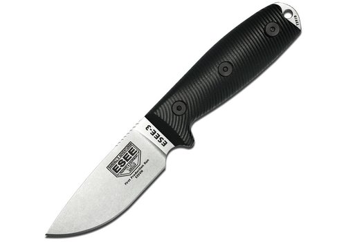 ESEE ESEE-3 3D Handle Fixed Blade Knife-CPM S35VN Blade, Black G10 Handle