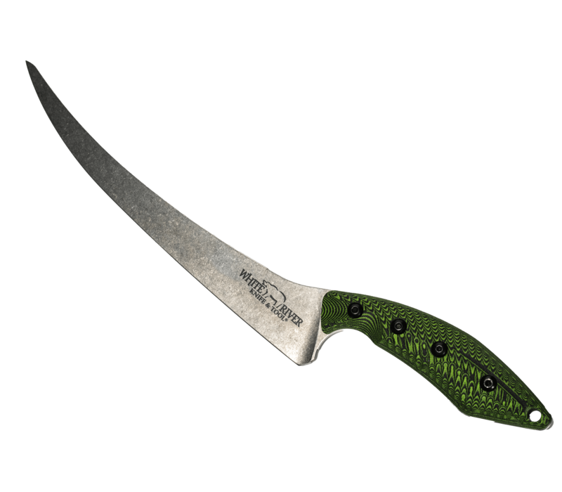 WRSUF8-GGB--WhiteRiver, Step-UP Fillet Knife 8.5" Blade - Green and Black G10 Handle