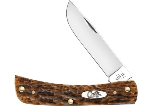 Case & Sons Cutlery Co. Case Cutlery Sod Buster Jr, with amber bone handle and a carbon steel blade