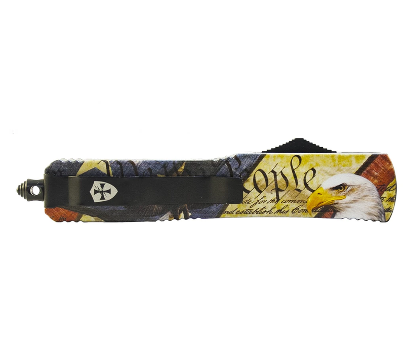 Templar Slim OTF Eagle, Black 440C Drop Point