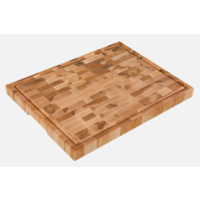 Labell End-Grain Maple Butcher Block with Groove, Recessed Handles and Rubber Feet