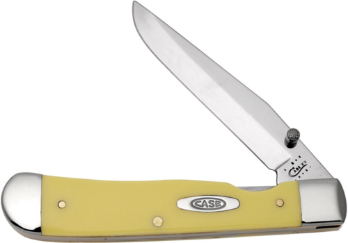 Case & Sons Cutlery Co. Case, TrapperLock with Clip, Yellow Delrin Handle, CV Carbon Steel Blade