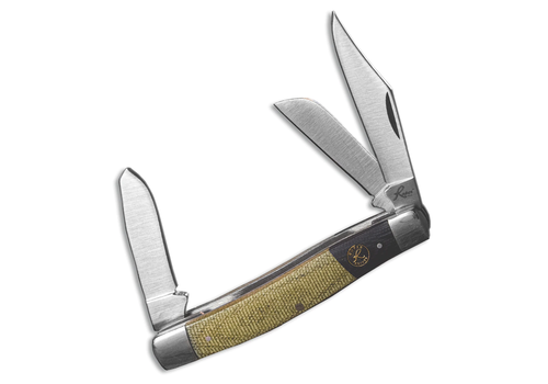 ABKT - American Buffalo Knife & Tool ABKT Roper Series Rattler Stockman - Black & Green Micarta with 1065 Carbon Steel