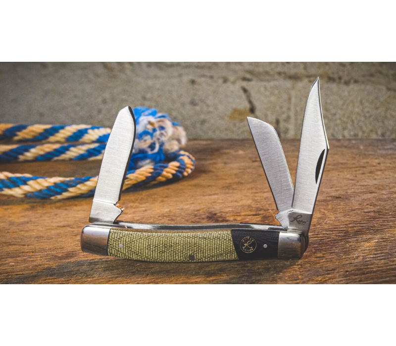 ABKT Roper Series Rattler Stockman Black & Green Micarta, 1065 Carbon Steel