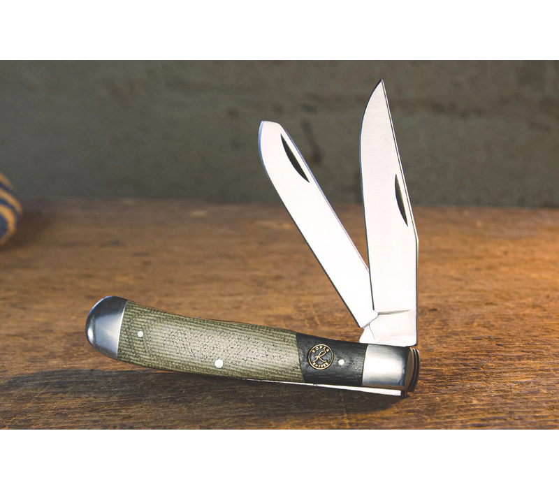 ABKT Roper Series Rattler Trapper Black & Green Micarta, 1065 Carbon Steel