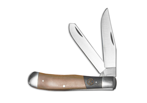 ABKT - American Buffalo Knife & Tool ABKT Roper Series Rattler Trapper - Black & Tan Micarta with 1065 Carbon Steel