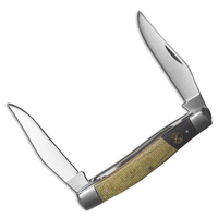 ABKT Roper Series Muskrat Rattler - Black & Green Micarta Scales, 1065 Carbon Steel