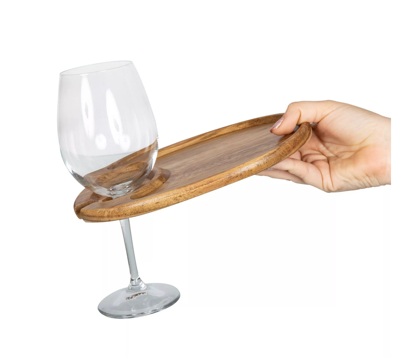 Picnic Time, Toscana, Wine Appetizer Plate Set Of 4, Acacia Wood