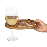 Picnic Time, Toscana, Wine Appetizer Plate Set Of 4, Acacia Wood