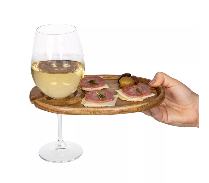 Picnic Time, Toscana, Wine Appetizer Plate Set Of 4, Acacia Wood