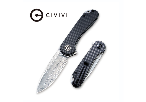 Civivi CIVIVI Elementum Flipper Knife- Carbon Fiber & G-10 Handle, Damascus Blade