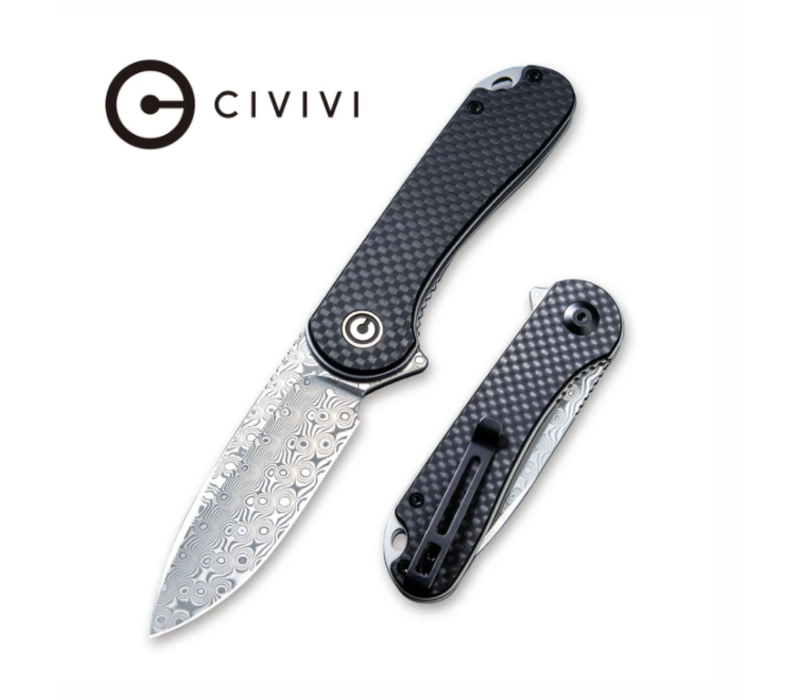 Civivi Elementum Carbon Fiber & G10 Handle, Damascus