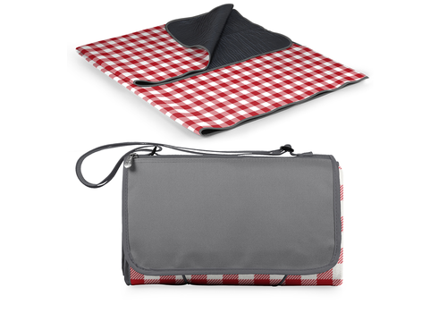 Picnic Time 920-00-300-000-0--Picnic Time, Oniva, Blanket Tote XL Outdoor Picnic Blanket, (Red & White Gingham Pattern with Gray Flap)
