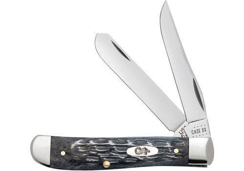 Case & Sons Cutlery Co. Case Cutlery Mini Trapper  with a Crandall jig gray bone handle and carbon steel (CV) blades